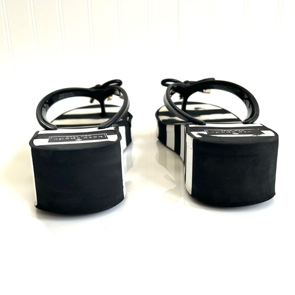 kate spade ♠️ sz 8 Rhett Wedge slides Sandals flip flops black and white - Picture 9 of 15